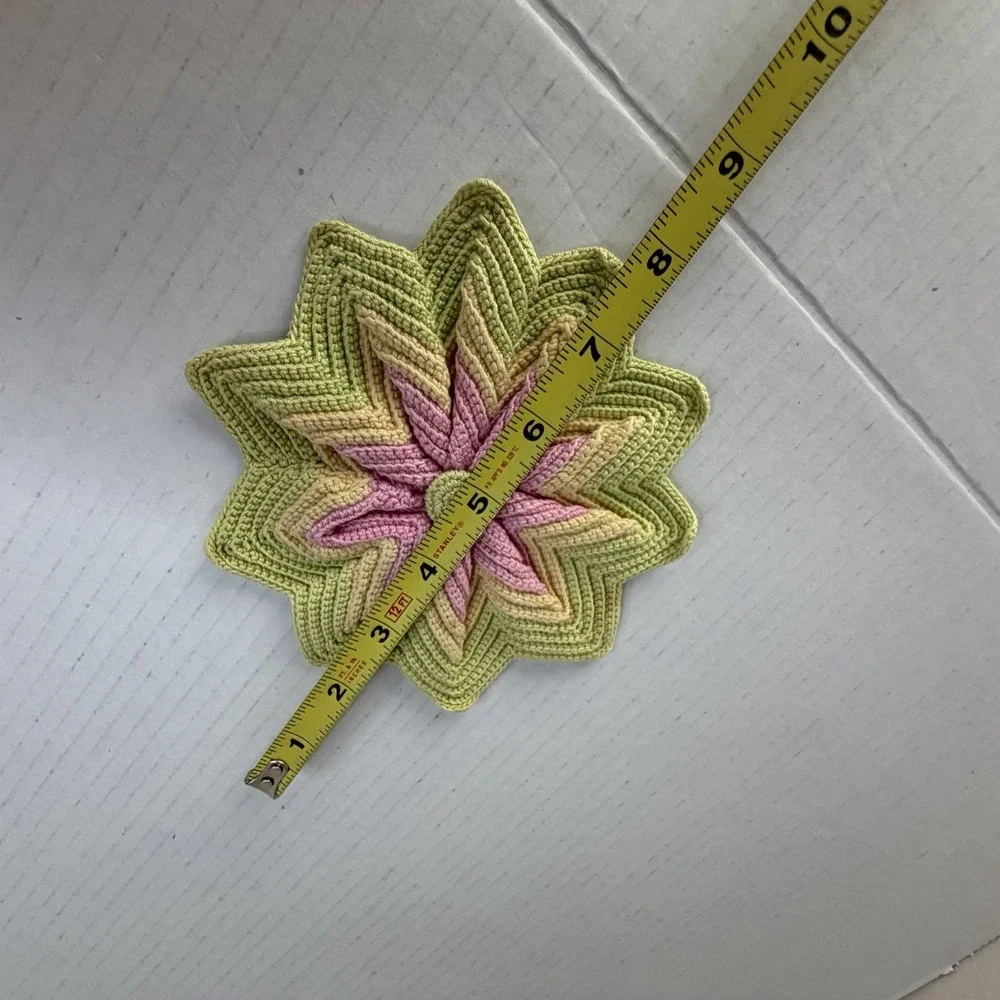 Vintage Pastel Star Shape Doily, Linen, Flower Hippie